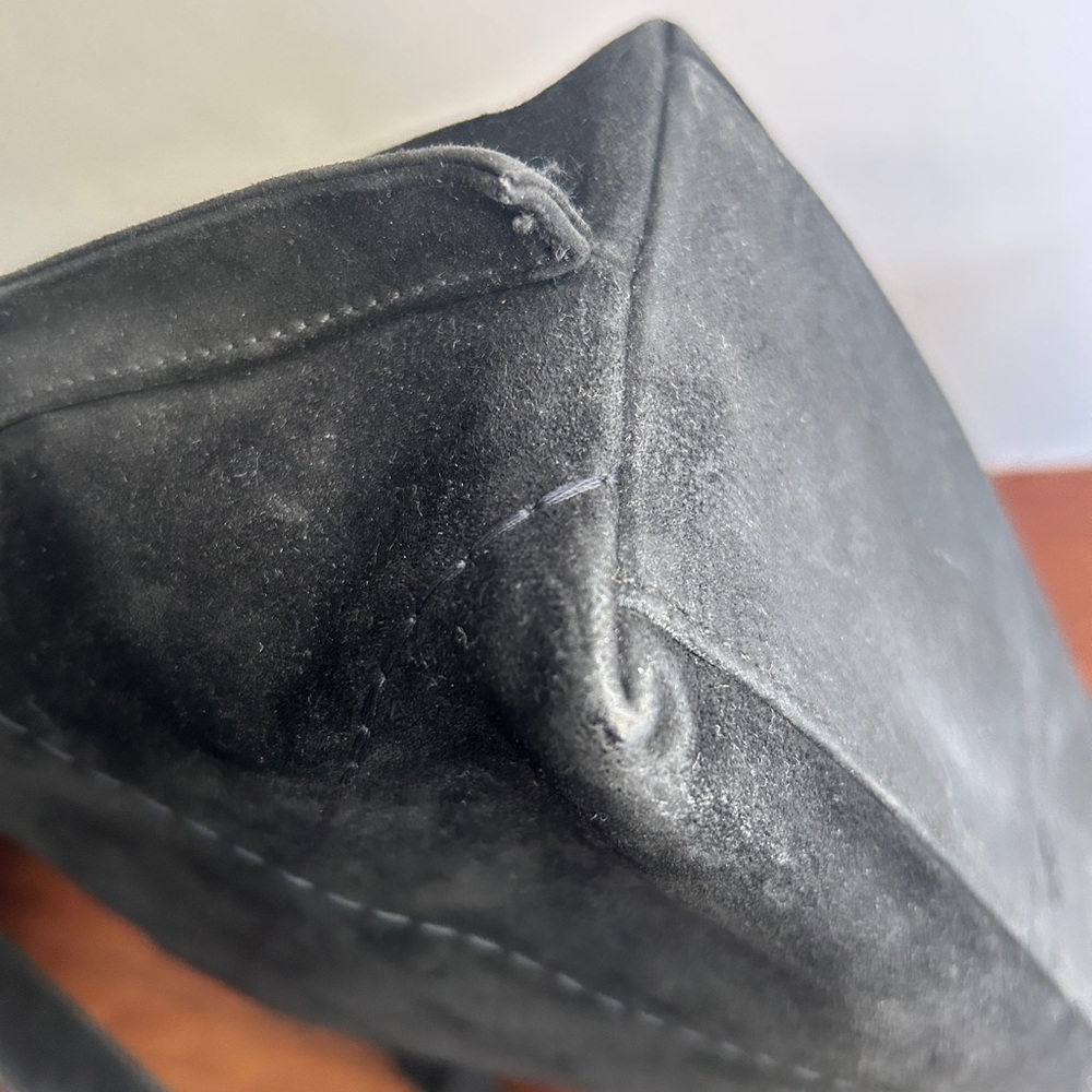 Vintage Salvatore Ferragamo Black Suede & Leather Shoulder Bag – Made in Italy - Picture 9 of 12